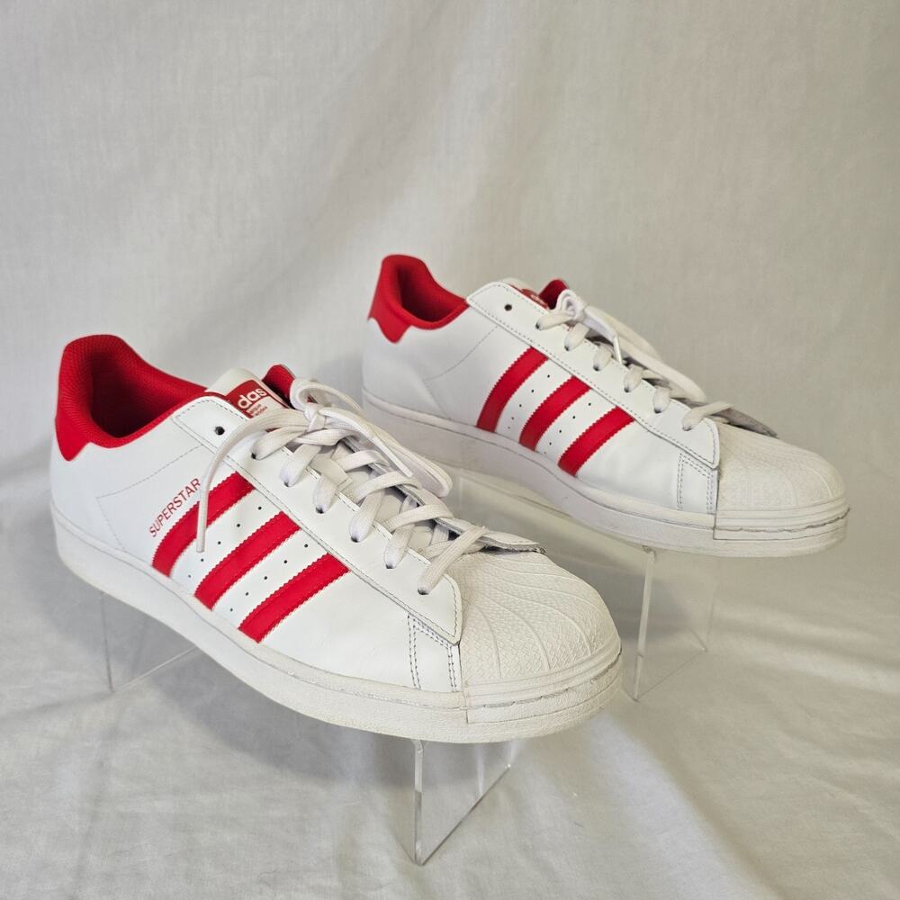 Adidas Superstar Sneaker Men's Size 14 White Red 3 Stripe Shell Toe GZ3741